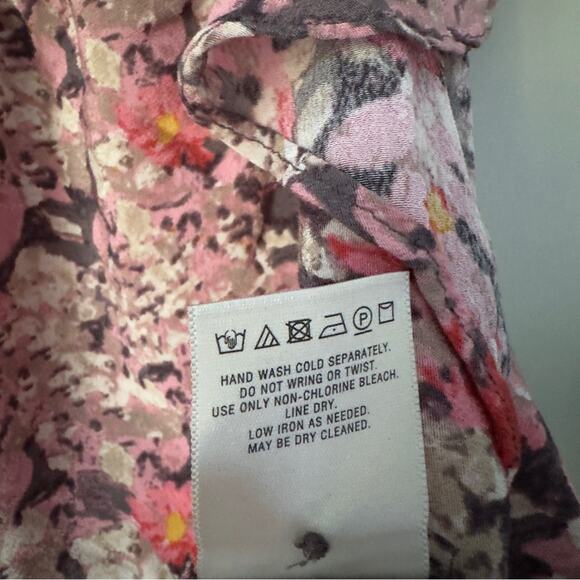 Maeve Anthropologie Cold Shoulder Top Short Sleeve Floral Print Button Keyhole S - Picture 6 of 9